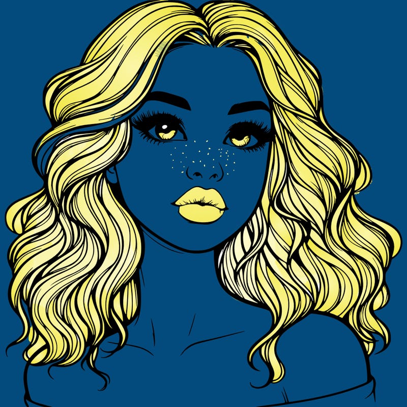 realistic girl with wavy hair and lips