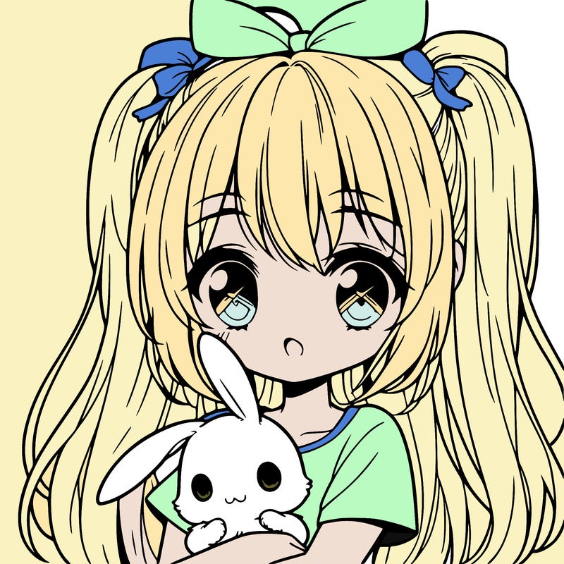 cute manga girl holding a bunny
