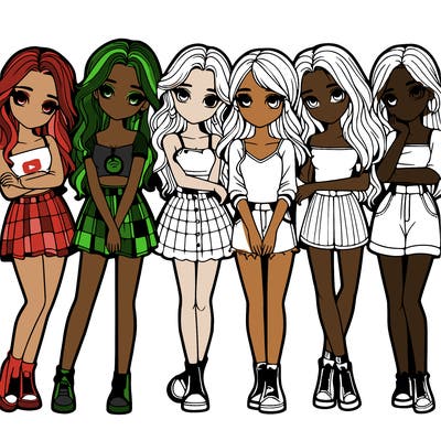 a group of girls realistic