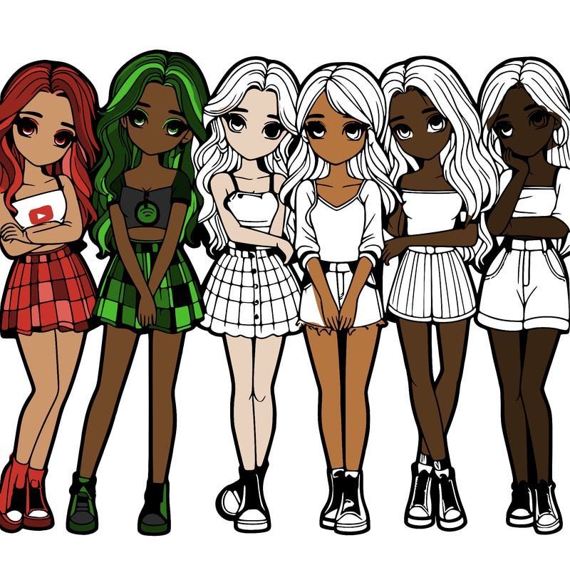 a group of girls realistic