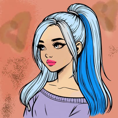 realistic girl with a high ponytail