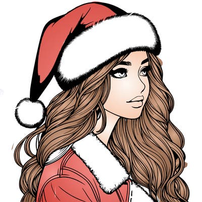 realistic girl in santa hat