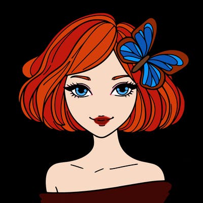 woman with butterfly short hair