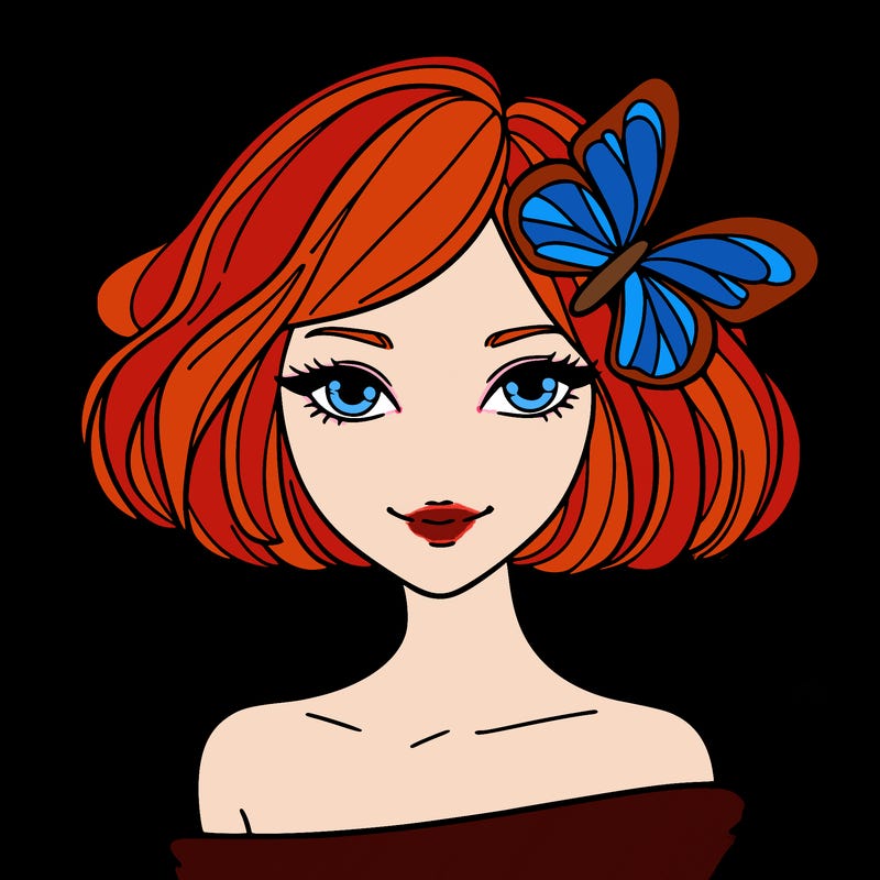 woman with butterfly short hair