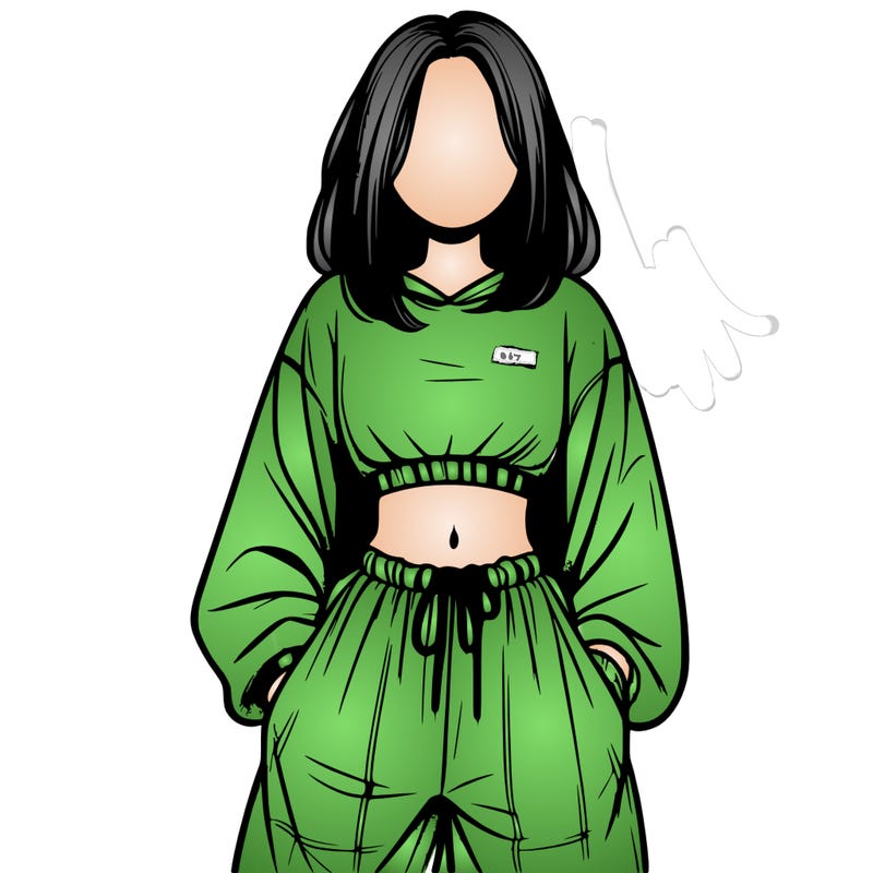 realistic girl faceless with baggy pants and a crop top