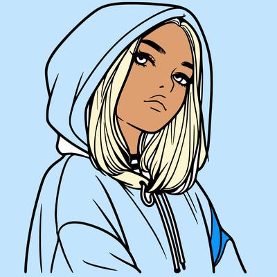 a realistic girl in a hoodie