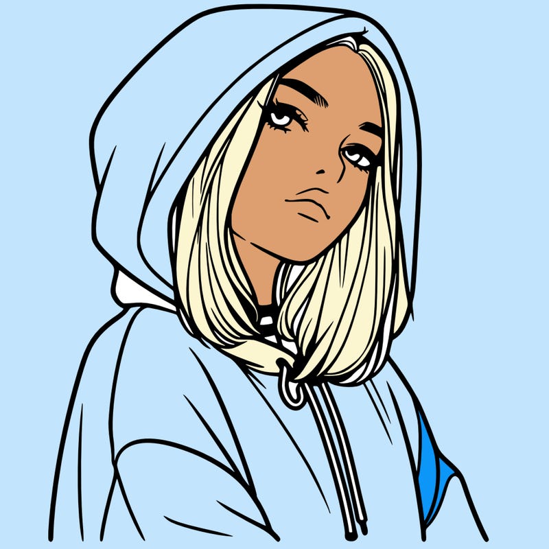 a realistic girl in a hoodie