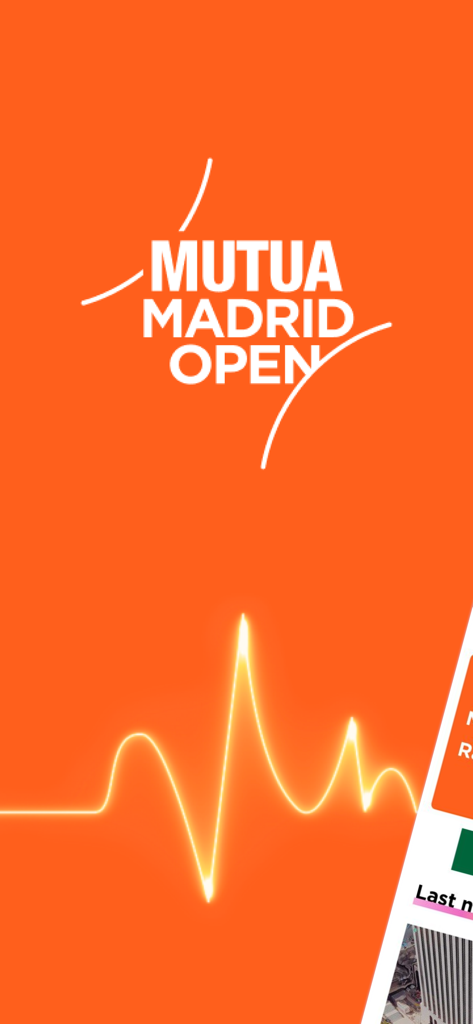 Mutua Madrid Open - Official Mutua Madrid Open app logo and heartbeat graphic on orange background