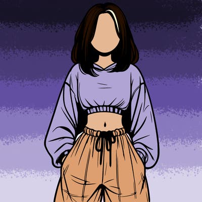 realistic girl faceless with baggy pants and a crop top