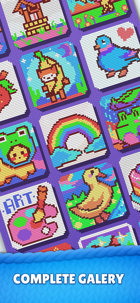 Yarnzle Stitch - A collection of colorful knitted pixel art icons from the Yarnzle Stitch gallery