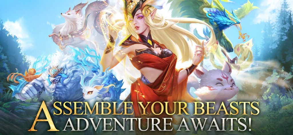 Fantastic Beasts: Wild Legend - Banner promocional de Fantastic Beasts Wild Legend com um personagem herói cercado por criaturas míticas com o texto Reúna Suas Feras A Aventura Aguarda