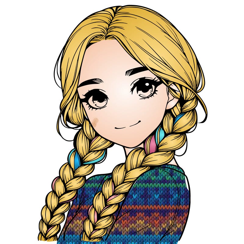 realistic girl with braids