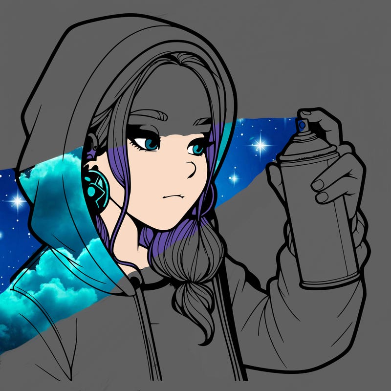 a realistic girl, spray painting