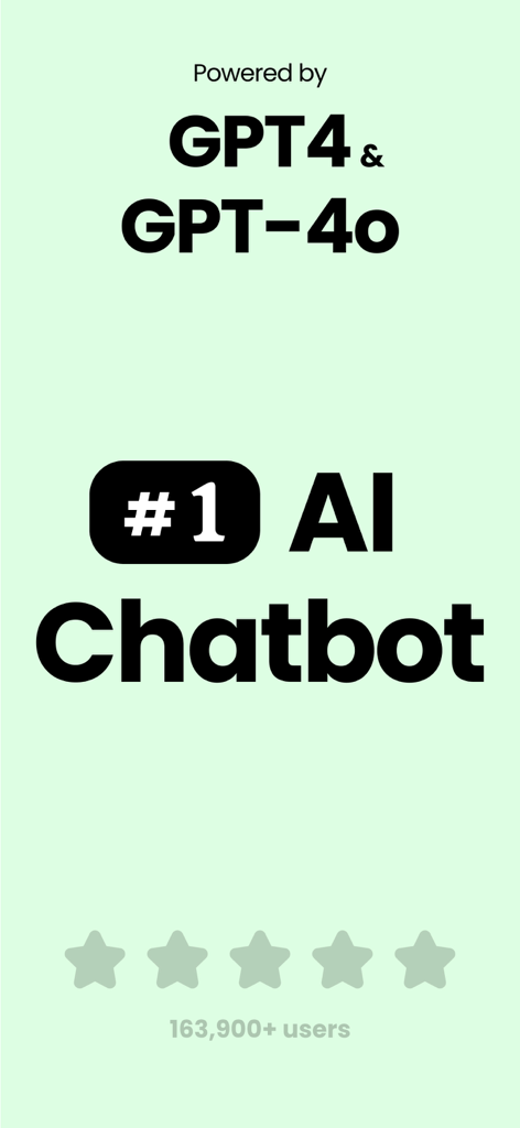 Chat Genius - AI Bot Assistant - Schermata dell'app Chat Genius che mostra che è alimentata da GPT-4 e GPT-4o con oltre 163.900 utenti