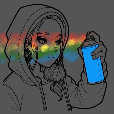 a realistic girl, spray painting