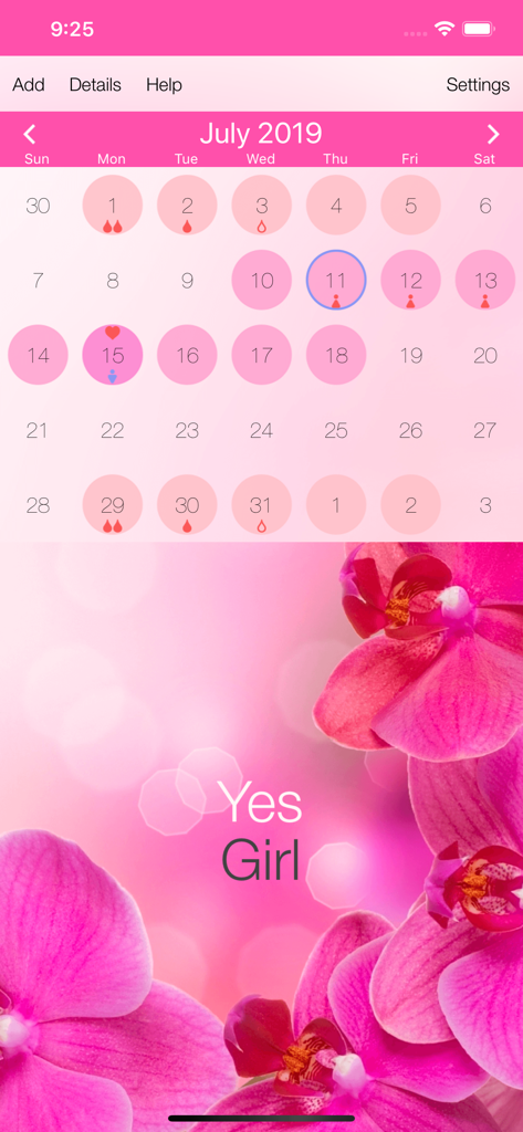 Menstrual Cycle Tracker - Menstrual Cycle Tracker app interface showing a monthly calendar with ovulation day and baby gender prediction