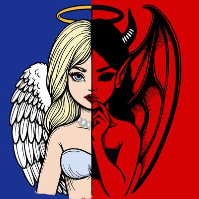 realistic angel half demon