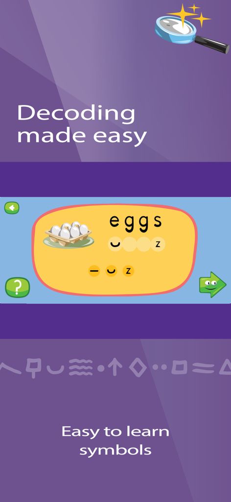 Read Nardagani: Learn to Read - Nardagani app interface showing the word eggs with phonetic symbols and an illustration for reading practice