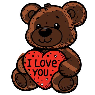 teddy bear holding an i love you heart