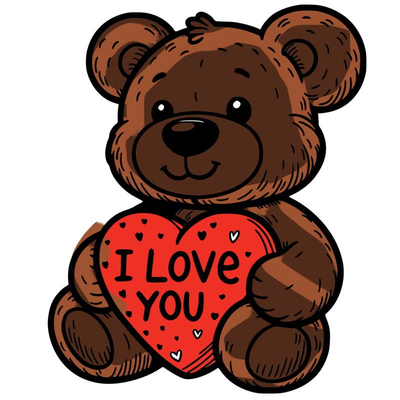 teddy bear holding an i love you heart