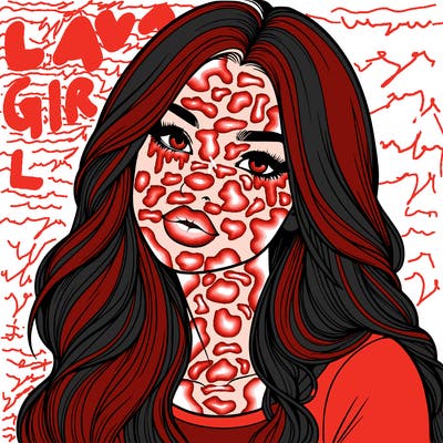 realistic girl with hair on her hair and lips