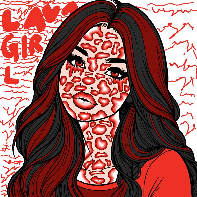 realistic girl with hair on her hair and lips