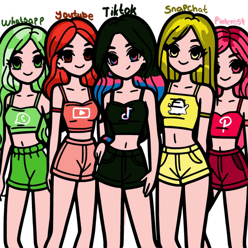 a group of girls wearing crop tops and shorts
