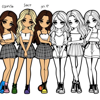 a group of girls realistic