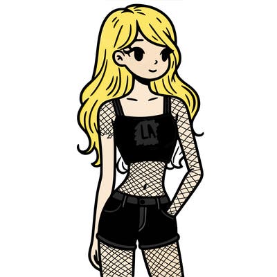 teen with jean shorts and cropped top that says la