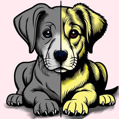 realistic dog split picture