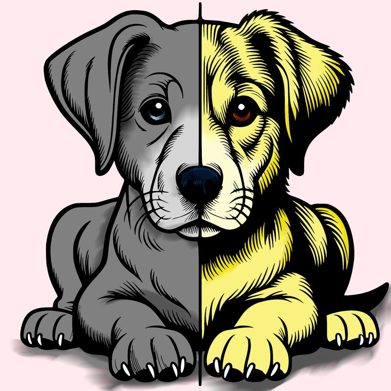 realistic dog split picture