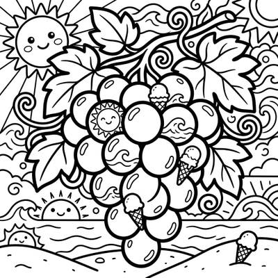 Introduce your toddler to the joys of coloring with this adorable summer-themed grape page. Featuring thick lines and simple shapes, it's perfect for developing fine motor skills and sparking creativity.