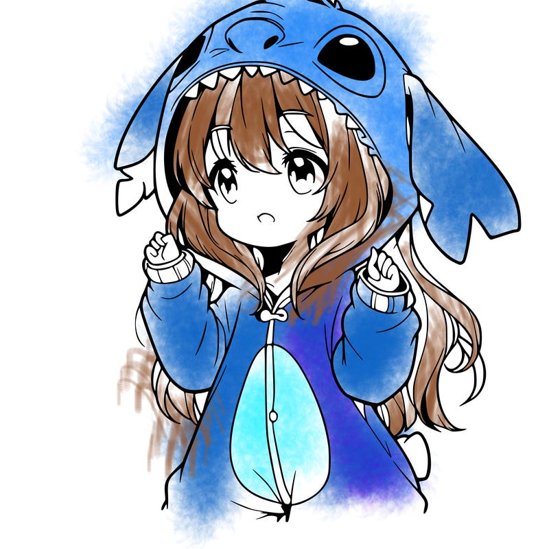 anime girl in a stitch onsie