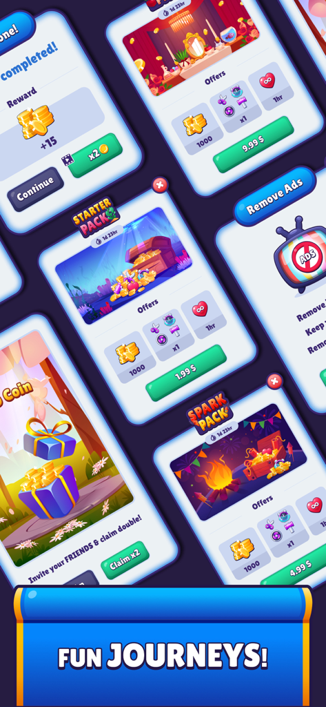 Tangle Masters | گره باز - In-game store menu in Tangle Masters showing starter packs, coin bundles, and the remove ads option