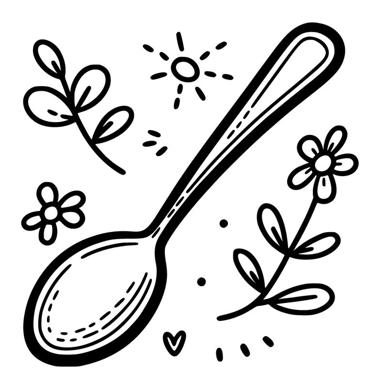 spoon, simple, easy to color