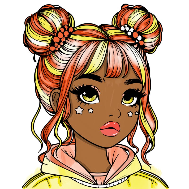 realistic girl with space buns