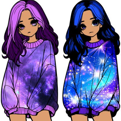 realistic girl with baggy sweater