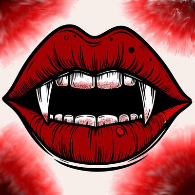 lips with vampire teeth
