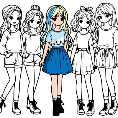 a group of five girls