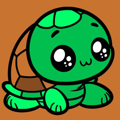 cute little animated turtle