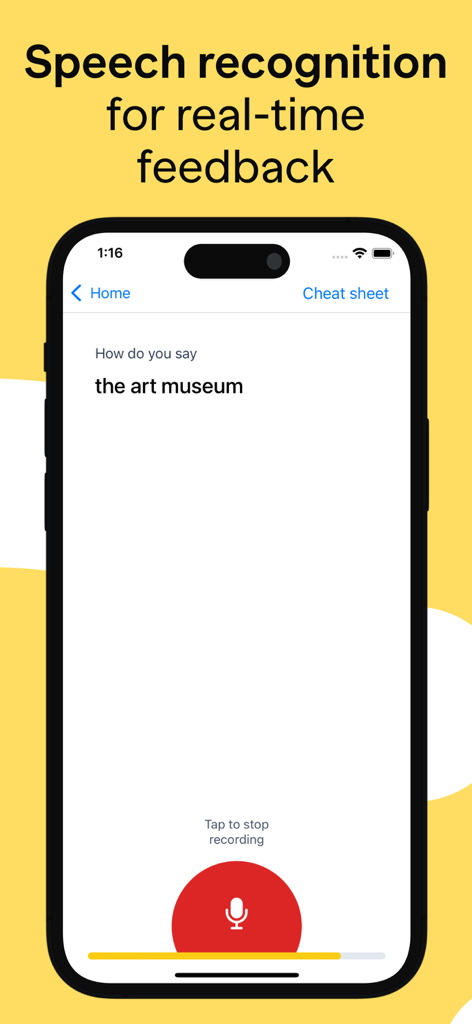 Uben app interface showing German speech recognition for real time feedback