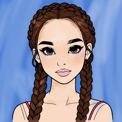 realistic girl with braids
