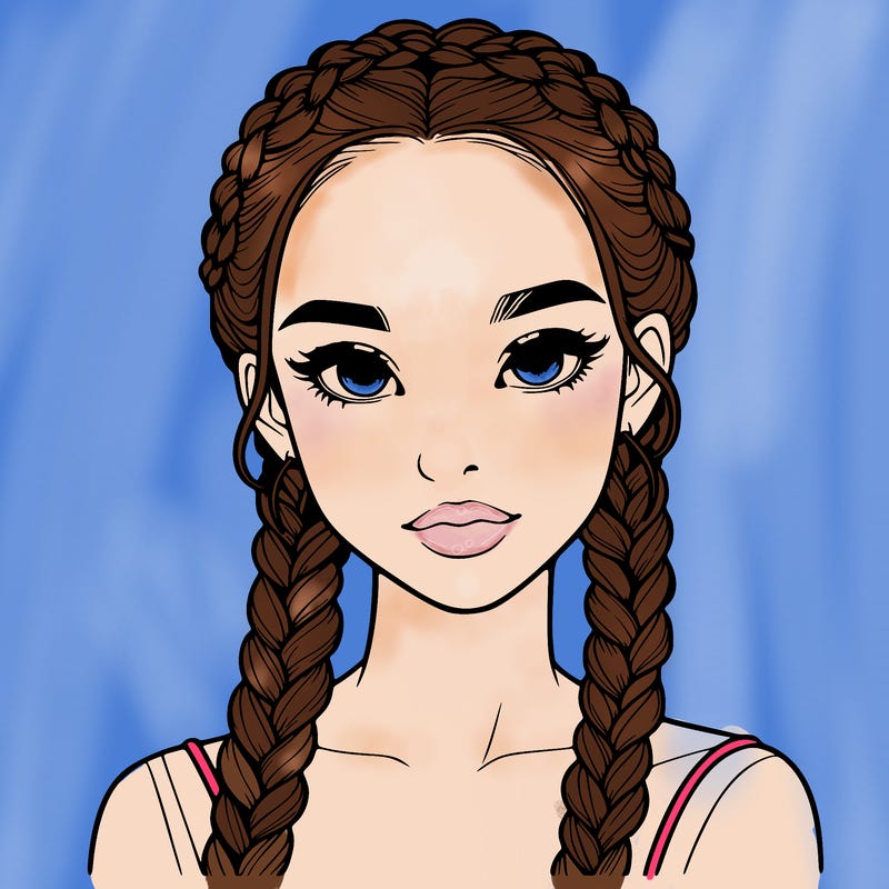 realistic girl with braids