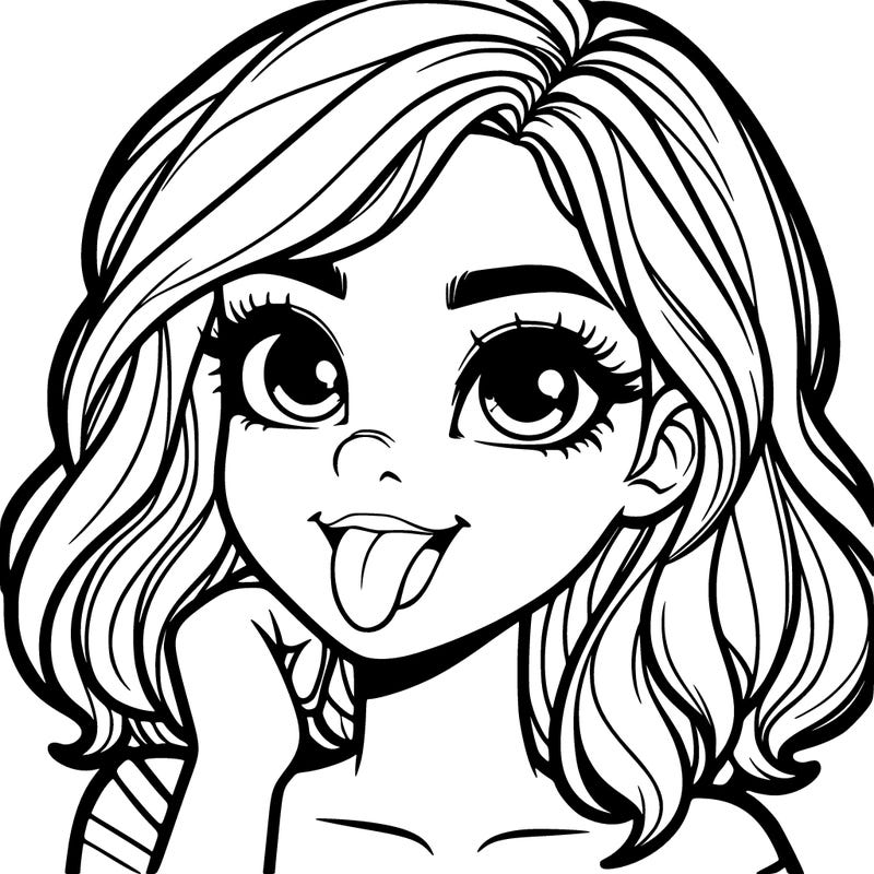 realistic girl sticking tongue out