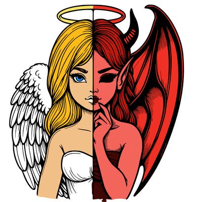 realistic angel half demon