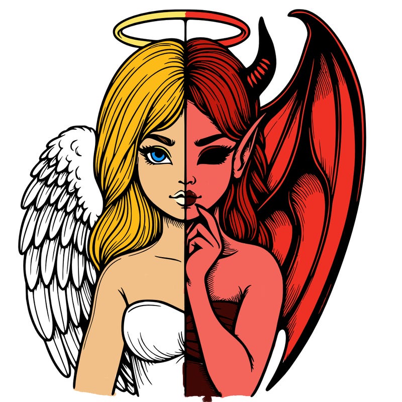 realistic angel half demon