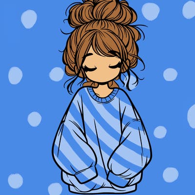 girl with baggy sweatshirt and messy bun