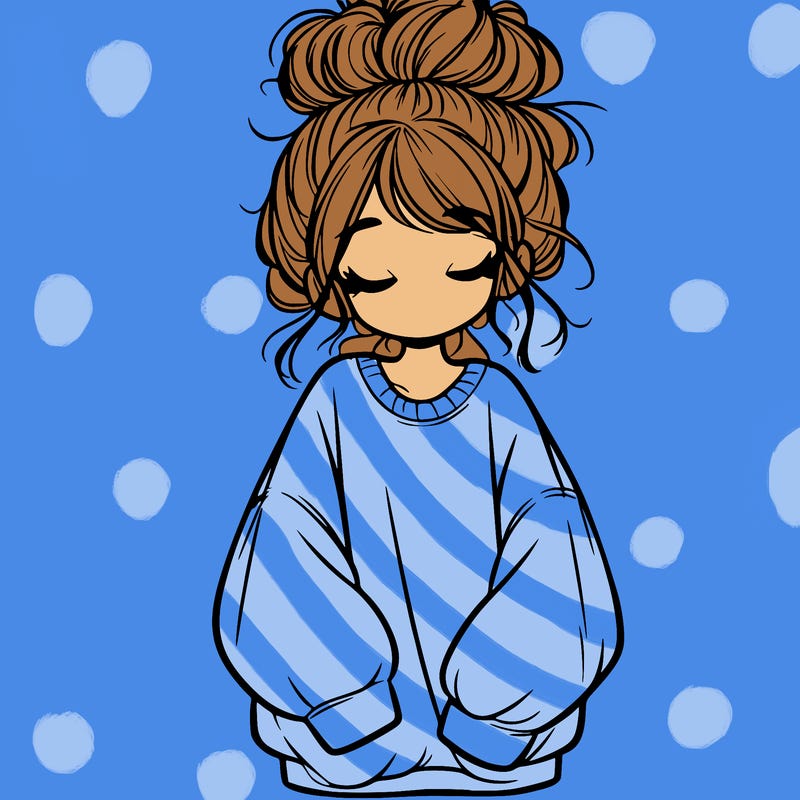 girl with baggy sweatshirt and messy bun