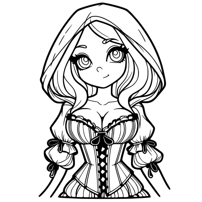 girl with corset and hood