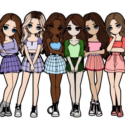 a group of girls realistic